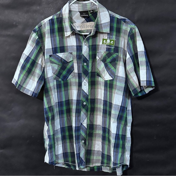 Burnside Blue and Green Plaid Men's Shirt - Picture 1 of 6